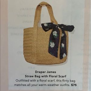 NWT Straw Bag with Floral Scarf